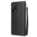 For OPPO A16 3 Card Slots Multifunctional Leather Phone Case(Black)