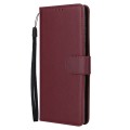 For Samsung Galaxy S22 Ultra 5G 3 Card Slots Multifunctional Leather Phone Case(Wine Red)