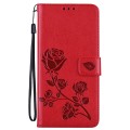 For Honor X8 Rose Embossed Leather Phone Case(Red)