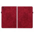 For Samsung Galaxy Tab A8 10.5 2021 Butterfly Flower Embossed Leather Tablet Case(Red)