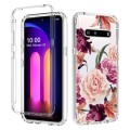 For LG V60 ThinQ 5G PC+TPU Transparent Painted Phone Case(Purple Floral)