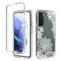 For Samsung Galaxy S22+ 5G PC+TPU Transparent Painted Phone Case(White Flower)