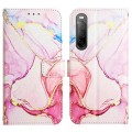 For Sony Xperia 10 IV PT003 Marble Pattern Flip Leather Phone Case(Rose Gold LS005)