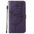 For Motorola Moto G52 Embossed Butterfly Leather Phone Case(Dark Purple)