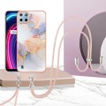 For OPPO Realme C21Y / C25Y Electroplating IMD TPU Phone Case with Lanyard(White Marble)