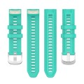 For Garmin Instinct 2S Silicone Stainless Steel Buckle Watch Band(Lake Green)