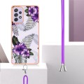 For Samsung Galaxy A13 4G Electroplating IMD TPU Phone Case with Lanyard(Purple Flower)