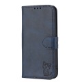 For Xiaomi Redmi Note 11 Pro Global Embossed Happy Cat Pattern Leather Phone Case(Blue)