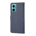 For Xiaomi Redmi Note 11E Embossed Happy Cat Pattern Leather Phone Case(Blue)