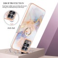 For OPPO Realme 8i Electroplating IMD TPU Phone Case with Ring(White Marble)