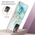 For Xiaomi Redmi 10 Electroplating Marble Pattern TPU Phone Case with Ring(Green 003)