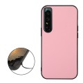 For Sony Xperia 1 IV Accurate Hole Two-color Litchi Texture PU Phone Case(Pink)