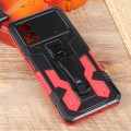 For Xiaomi Poco X4 Pro 5G Lanyard Mecha Armor Kickstand PC + TPU Phone Case(Red)