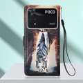 For Xiaomi Poco X4 Pro 5G Colored Drawing Plain Weave Leather Phone Case(Cat And Tiger)