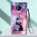 For Nokia G50 Colored Drawing Plain Weave Leather Phone Case(Panda Baby)