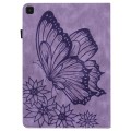 For Samsung Galaxy Tab A 8.0 2019 T290/T295 Big Butterfly Embossed Leather Tablet Case(Purple)
