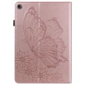 For Lenovo Tab M10 Plus 10.6 3rd Gen 2022 Big Butterfly Embossed Leather Tablet Case(Rose Gold)