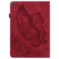 For Lenovo Tab M10 Plus 10.6 3rd Gen 2022 Big Butterfly Embossed Leather Tablet Case(Red)