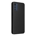 For Motorola Moto E32 4G Carbon Fiber Texture Horizontal Flip Leather Phone Case(Black)