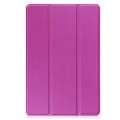For Lenovo Tab M10 3rd Gen Custer Pure Color 3-Fold Holder Smart Leather Tablet Case(Purple)
