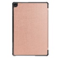 For Lenovo Tab M10 3rd Gen Custer Pure Color 3-Fold Holder Smart Leather Tablet Case(Rose Gold)