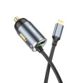 hoco NZ7 PD20W+QC3.0 Car Charger with 8 Pin Cable(Metal Grey)