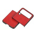 For Samsung Galaxy Z Flip4 Two-color Calf Texture Shockproof Phone Case(Red)