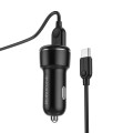 Borofone BZ17 Dual USB Ports QC3.0 Car Charger with Type-C / USB-C Charging Cable(Black)