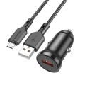 Borofone BZ18 Single USB Port QC3.0 Car Charger with Micro USB Charging Cable(Black)
