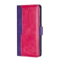 For OPPO Realme 9 Pro+ Contrast Color Side Buckle Leather Phone Case(Purple + Rose Red)