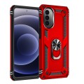 For Motorola Moto G52 Shockproof TPU + PC Holder Phone Case(Red)
