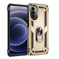 For Motorola Moto G52 Shockproof TPU + PC Holder Phone Case(Gold)
