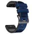 For Garmin Fenix 7X/6X Pro/Tactix 7 26mm Crocodile Texture Silicone Leather Watch Band(Blue)