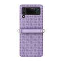 For Samsung Galaxy Z Flip3 5G Embossed Chain Folding Phone Case(Purple)