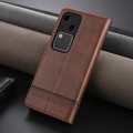 For vivo S18 AZNS Magnetic Calf Texture Leather Phone Case(Dark Brown)