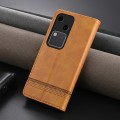 For vivo S18 AZNS Magnetic Calf Texture Leather Phone Case(Light Brown)