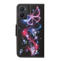 For OPPO A96 4G / Realme 9i Colored Drawing Pattern Flip Leather Phone Case(Fluorescent Butterfly)