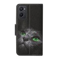 For OPPO A96 4G / Realme 9i Colored Drawing Pattern Flip Leather Phone Case(Black Cat)