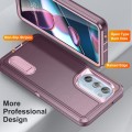 For Motorola Edge 30 Pro 3 in 1 Rugged Holder Phone Case(Purple + Pink)
