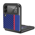 For Samsung Galaxy Z Flip4 5G LC.IMEEKE Carbon Fiber Horizontal Flip Leather Phone Case(Vertical Blu