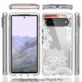 For Google Pixel 6 Pro PC+TPU Transparent Painted Phone Case(White Flower)