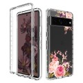 For Google Pixel 7 Pro PC+TPU Transparent Painted Phone Case(Pink Rose)