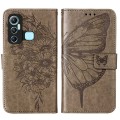 For Infinix Hot 11 Embossed Butterfly Leather Phone Case(Grey)