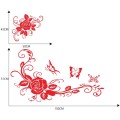2 PCS/Set D-72 Butterfly Love Flower Pattern Car Modified Decorative Sticker(Red)