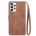 For Samsung Galaxy A33 5G Embossed Flower Shockproof Leather Phone Case(Brown)
