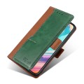 For OnePlus Nord 2T Contrast Color Side Buckle Leather Phone Case(Light Brown + Green)