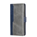 For OnePlus Ace Racing Contrast Color Side Buckle Leather Phone Case(Blue + Grey)