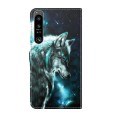 For Sony Xperia 1 IV 3D Painting Pattern Flip Leather Phone Case(Wolf)