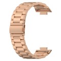 For Huawei Watch Fit 2 Three-bead Metal Stainless Steel Watch Band(Rose Gold)