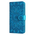 For Xiaomi Redmi Note 10 4G / Note 10S 4G  Embossed Sunflower Leather Phone Case(Blue)